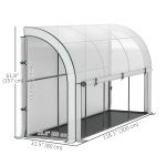 Walk-in Lean-to Greenhouse, Outdoor Gardening Green House with Zipper Roll-up Doors and Window, 10' x 3' x 5', White
