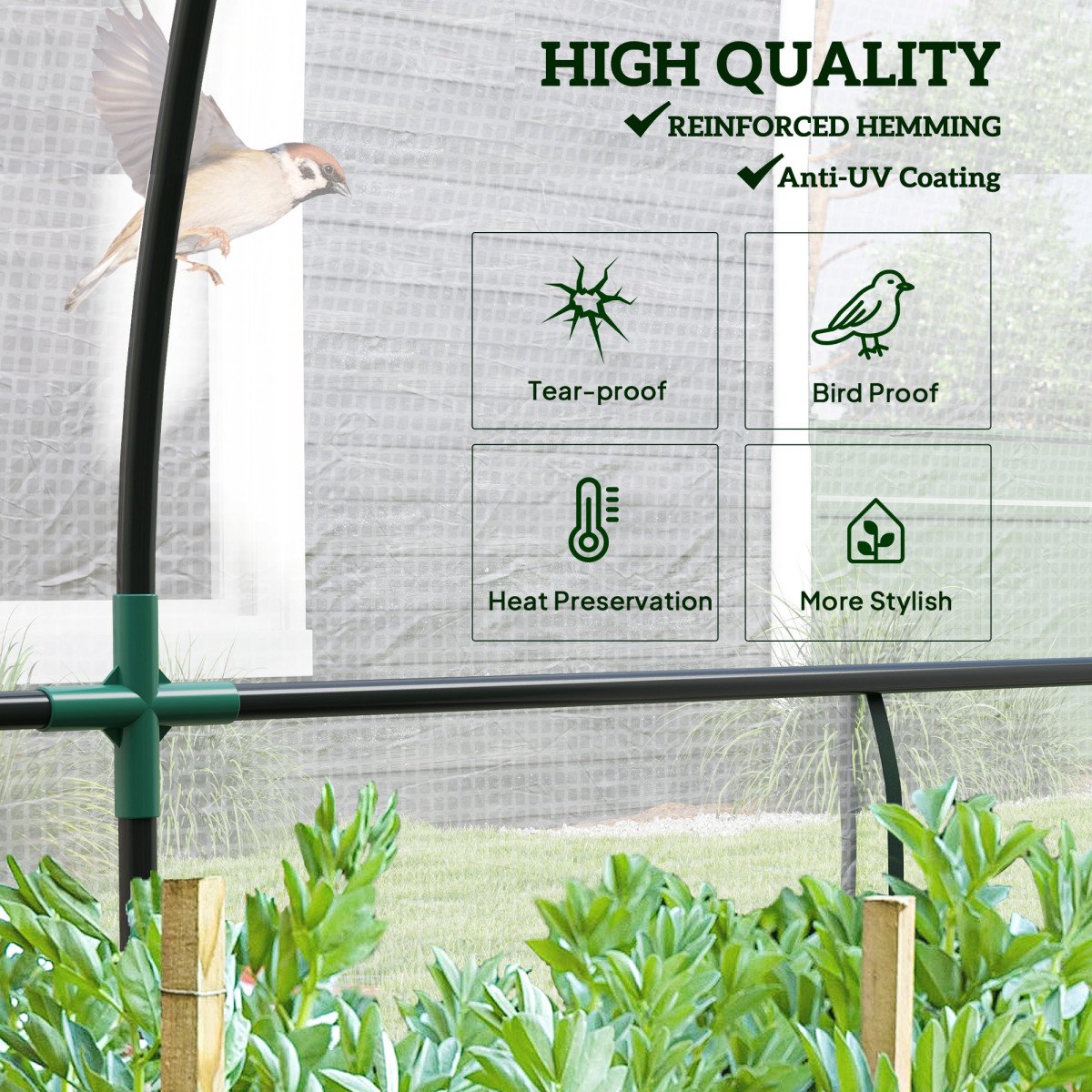 Walk-in Lean-to Greenhouse, Outdoor Gardening Green House with Zipper Roll-up Doors and Window, 10' x 3' x 5', White