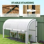 Walk-in Lean-to Greenhouse, Outdoor Gardening Green House with Zipper Roll-up Doors and Window, 10' x 3' x 5', White