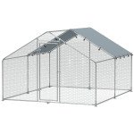 Metal Chicken Coop, 9.8 x 11.2 FT Walk-in Chicken Run with Cover, Lockable Door, Outdoor Poultry Cage for 10-15 Chickens