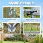 Metal Chicken Coop, 9.8 x 11.2 FT Walk-in Chicken Run with Cover, Lockable Door, Outdoor Poultry Cage for 10-15 Chickens