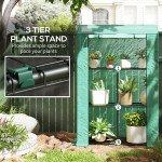 Mini Greenhouse with 3 Tier Shelves, 3 Roll-Up Doors for Indoor Outdoor, Green