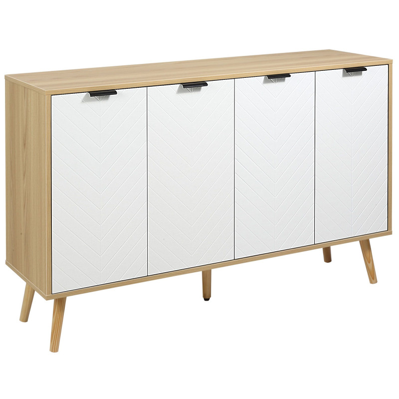 Modern Sideboard and Buffet, Dining Room Cabinet with Adjustable Shelves and 4 Doors, Natural