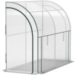Walk-in Lean-to Greenhouse, Outdoor Gardening Green House with Zipper Roll-up Doors and Window, 7' x 3' x 5', White
