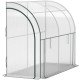 Walk-in Lean-to Greenhouse, Outdoor Gardening Green House with Zipper Roll-up Doors and Window, 7' x 3' x 5', White