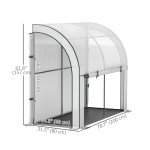 Walk-in Lean-to Greenhouse, Outdoor Gardening Green House with Zipper Roll-up Doors and Window, 7' x 3' x 5', White