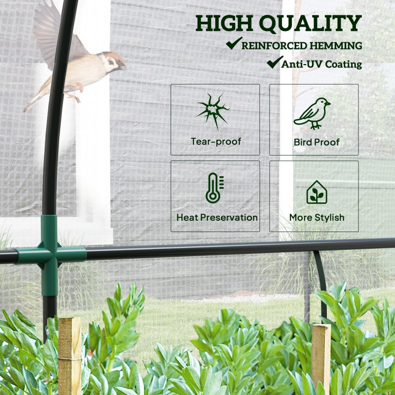Walk-in Lean-to Greenhouse, Outdoor Gardening Green House with Zipper Roll-up Doors and Window, 7' x 3' x 5', White