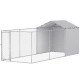 Galvanized Steel Dog Kennel Outdoor with Waterproof & UV-Resistant Cover for Large Dogs, 19.7' x 7.5' x 7.5'