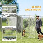 Galvanized Steel Dog Kennel Outdoor with Waterproof & UV-Resistant Cover for Large Dogs, 19.7' x 7.5' x 7.5'