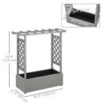 Wooden Raised Garden Bed with Trellis, Outdoor Planter Box with Hanging Roof, Drainage Holes and Bed Liner