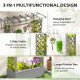 Wooden Raised Garden Bed with Trellis, Outdoor Planter Box with Hanging Roof, Drainage Holes and Bed Liner