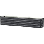 8 x 1.3 x 1.5ft Galvanized Raised Garden Bed, Reinforced Outdoor Planter Box with Open Bottom, Dark Grey