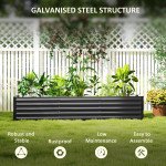 8 x 1.3 x 1.5ft Galvanized Raised Garden Bed, Reinforced Outdoor Planter Box with Open Bottom, Dark Grey