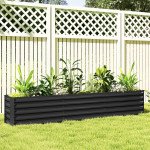 8 x 1.3 x 1.5ft Galvanized Raised Garden Bed, Reinforced Outdoor Planter Box with Open Bottom, Dark Grey