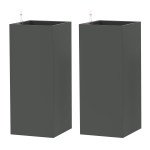 2 Pack Planter Box, 26 Inch Plastic Flower Pots with Water Level Indicator, Drainage Hole and Drain Plug, Dark Grey