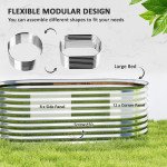 5 x 2.5 x 2 ft Galvanized Raised Garden Bed, Easy DIY Oval Planter Box with Safety Edging and Gloves, Silver
