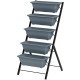 5-Tier Raised Garden Bed Plant Stand Flower Pots with Leaking Holes Grey