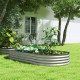 7' x 3' x 1' Large Outdoor Planter Box, Galvanized Raised Garden Bed with Metal Plant Stake, Silver