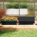 Long Rectangular Flower Plant Pots, 7 Pack 23 Inches Window Boxes Planters for Windowsill, Garden, Black
