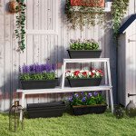Long Rectangular Flower Plant Pots, 7 Pack 23 Inches Window Boxes Planters for Windowsill, Garden, Black