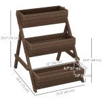 3 Tier Elevated Planter Box, Vertical Wooden Raised Garden Bed for Flowers, Vegetables, 26" x 30" x 30", Carbonized