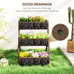 3 Tier Elevated Planter Box, Vertical Wooden Raised Garden Bed for Flowers, Vegetables, 26" x 30" x 30", Carbonized