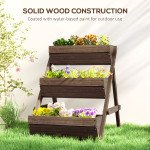 3 Tier Elevated Planter Box, Vertical Wooden Raised Garden Bed for Flowers, Vegetables, 26" x 30" x 30", Carbonized