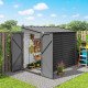 4.6' x 9' Steel Outdoor Storage Shed, Lean to Shed, Metal Tool House with Foundation Kit, Lockable Doors, Gloves and 2 Air Vents for Backyard, Patio, Lawn, Dark Grey