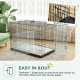 42" Dog Crate with 2 Doors, Folding Metal Dog Cage with Soft Cushion, Removable Tray, Handle, for Small Dogs, Black