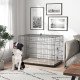 42" Dog Crate with 2 Doors, Folding Metal Dog Cage with Soft Cushion, Removable Tray, Handle, for Small Dogs, Black