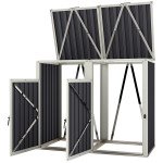 Double Garbage Bin Shed, Lockable Outdoor Storage Shed with Openable Lid, Galvanized Frame for Garden Patio, Dark Grey