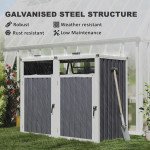 Double Garbage Bin Shed, Lockable Outdoor Storage Shed with Openable Lid, Galvanized Frame for Garden Patio, Dark Grey
