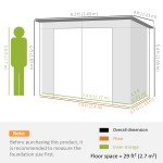 8 x 4FT Galvanized Garden Storage Shed, Metal Outdoor Shed with Double Doors and 2 Vents, Light Grey