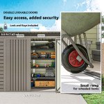 8 x 4FT Galvanized Garden Storage Shed, Metal Outdoor Shed with Double Doors and 2 Vents, Light Grey