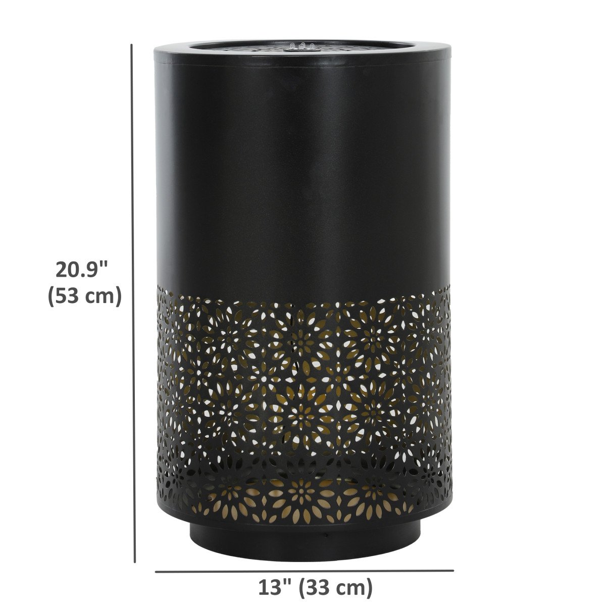 21" Tall Garden Waterfall Fountain with LED Lights, Outdoor Water Fountain Water Feature with Adjustable Flow, Black