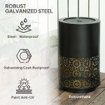 21" Tall Garden Waterfall Fountain with LED Lights, Outdoor Water Fountain Water Feature with Adjustable Flow, Black