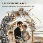 Wedding Arch, 7/6.5/6 ft Metal Balloon Arch Backdrop Stand Set of 3 for Birthday Party, Bridal Shower, Graduation, Ceremony, Banquet Decorations, Gold