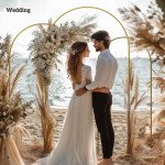Wedding Arch, 7/6.5/6 ft Metal Balloon Arch Backdrop Stand Set of 3 for Birthday Party, Bridal Shower, Graduation, Ceremony, Banquet Decorations, Gold