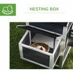 117" Extra Large Chicken Coop with Asphalt Roof, Wooden Hen House with Slide-out Tray, Quail Hutch with Nesting Box, Grey