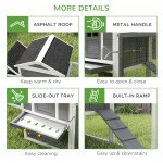 117" Extra Large Chicken Coop with Asphalt Roof, Wooden Hen House with Slide-out Tray, Quail Hutch with Nesting Box, Grey