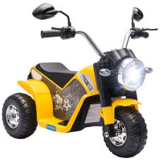 Kids Electric Motorcycle 6V Battery Powered Ride-On Dirt Bike, 3-Wheel Motorbike, Yellow