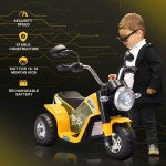 Kids Electric Motorcycle 6V Battery Powered Ride-On Dirt Bike, 3-Wheel Motorbike, Yellow