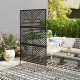 Metal Outdoor Privacy Screen, Freestanding Outdoor Divider with Stand, Decorative Privacy Panel, 78" x 48", Black