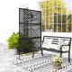 Metal Outdoor Privacy Screen, Freestanding Outdoor Divider with Stand, Decorative Privacy Panel, 78" x 48", Black