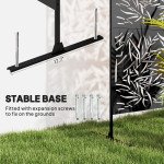 Metal Outdoor Privacy Screen, Freestanding Outdoor Divider with Stand, Decorative Privacy Panel, 78" x 48", Black