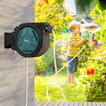 1/2 in x 65ft Wall Mounted Garden Hose Reel, Retractable Water Hose Reel with Auto Rewind, Any Length Lock, Blue