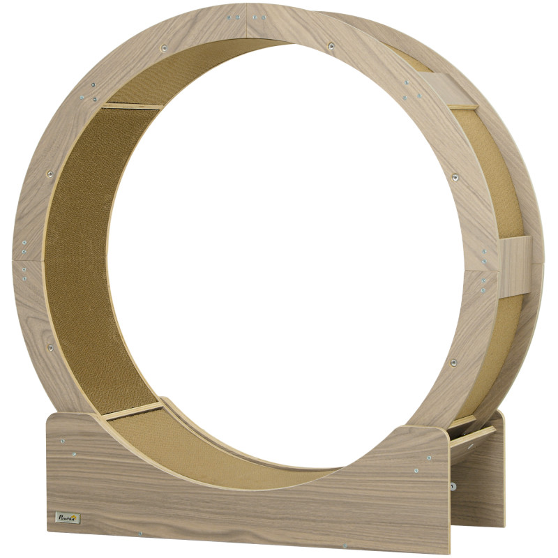 36" Cat Wheel for Indoor Cats with Brake, Scratching Pads, Walnut