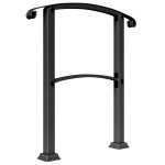 1-3 Step Handrails for Outdoor Steps, Porch Deck Railing, Metal Outdoor Stair Railing with Installation Kit, Black