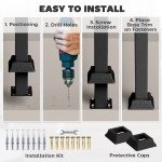 1-3 Step Handrails for Outdoor Steps, Porch Deck Railing, Metal Outdoor Stair Railing with Installation Kit, Black