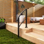 1-3 Step Handrails for Outdoor Steps, Porch Deck Railing, Metal Outdoor Stair Railing with Installation Kit, Black